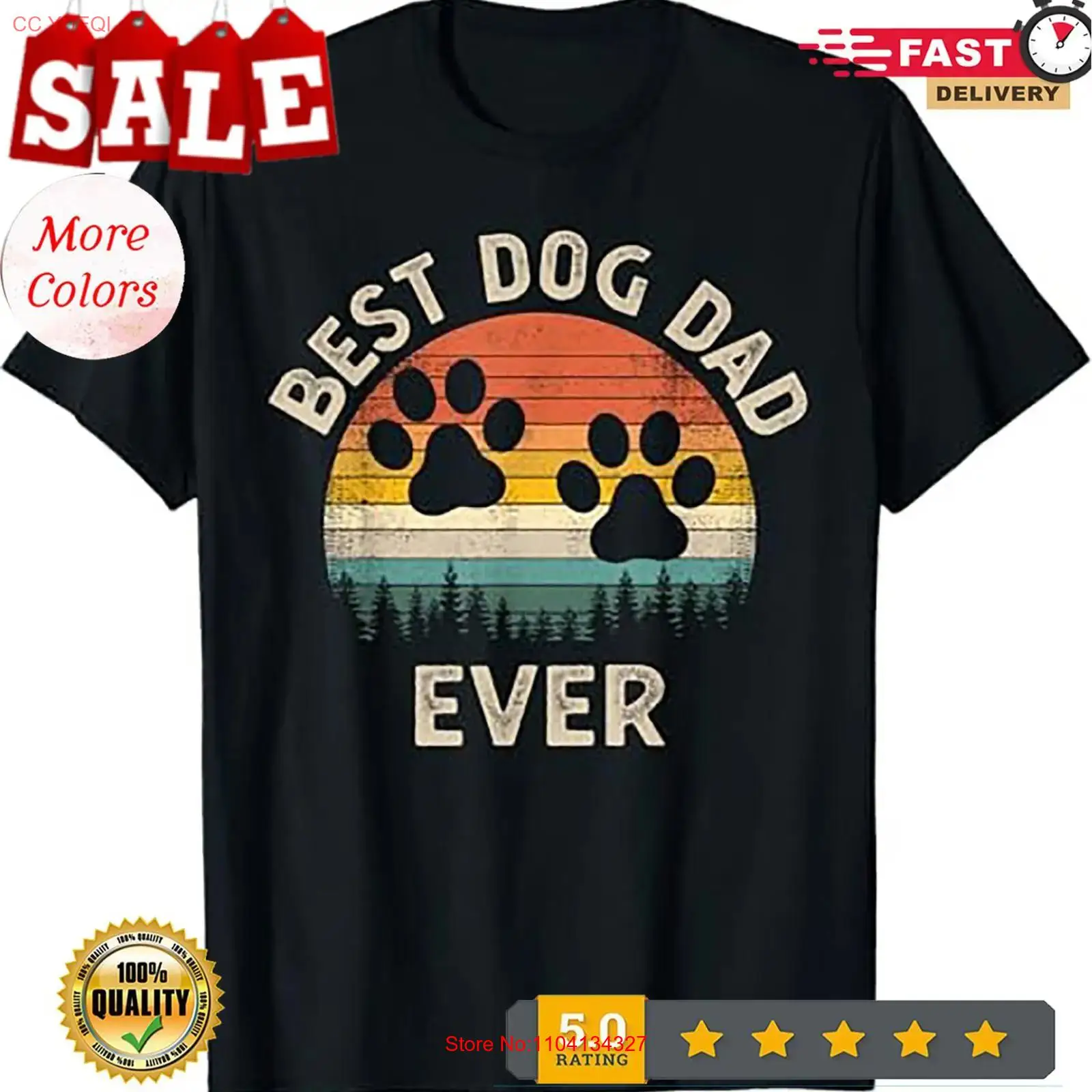 Vintage Fashion Knitwear - Футболка Best Dog Dad Ever Vintage