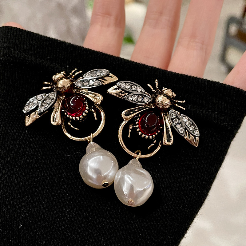 Vintage Fashion Bug - Винтажные висячие серьги с насекомыми и